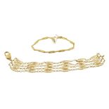 Continental 14ct gold bracelet with four strands of openwork links, together with another 14ct gold