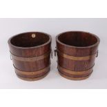 Pair of early 20th century brass bound ice buckets