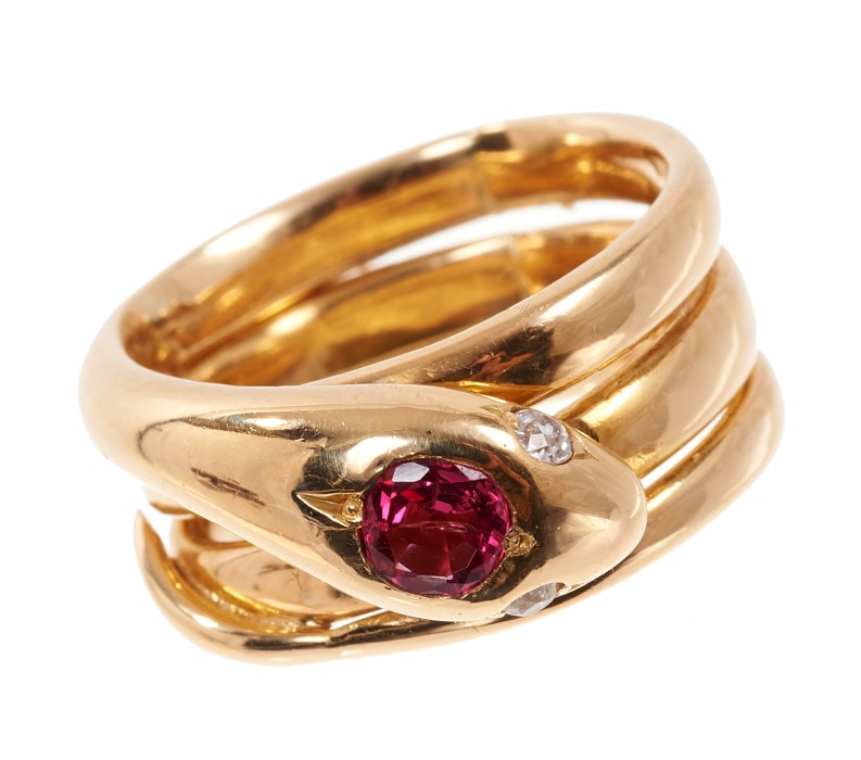 Tiffany & Co. 18ct gold and ruby snake ring
