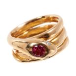 Tiffany & Co. 18ct gold and ruby snake ring