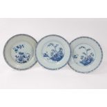 Three 18th century Chinese blue and white export dishes