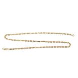 French 18ct gold chain with mariner links, 51cm length.