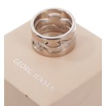 Georg Jensen diamond and 18ct white Fusion ring with three interlocking rings. Signed, numbered 56