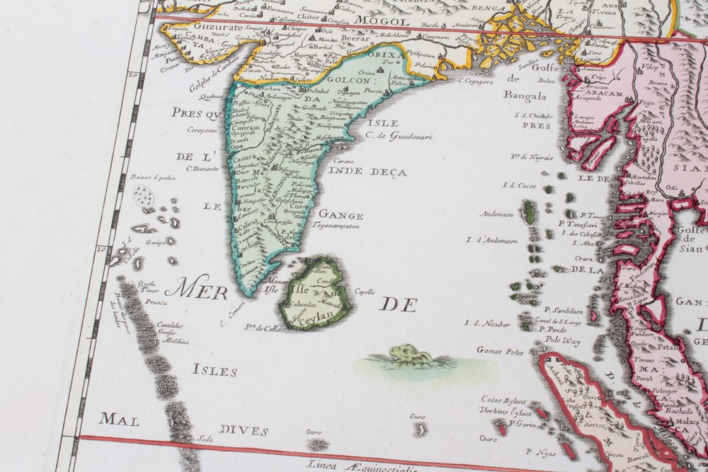 Pierre Mortier (1661-1711), hand-coloured map - ‘Carte Generale des Indies Orientales’, 38cm x 47cm. - Image 5 of 14