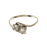 Diamond two-stone ring with two old cut diamonds estimated to weigh approximately 0.50cts in total,