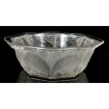 Lalique glass octagonal bowl decorated with partridges