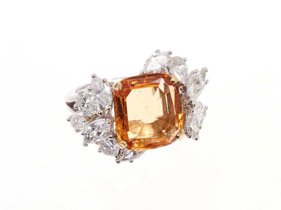 Topaz and diamond cluster cocktail ring - Image 2 of 5