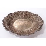 Late Victorian silver bon bon dish with embossed borders