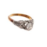 Diamond single stone ring with an old cut diamond