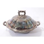 Victorian silver plated warming dish with cover
