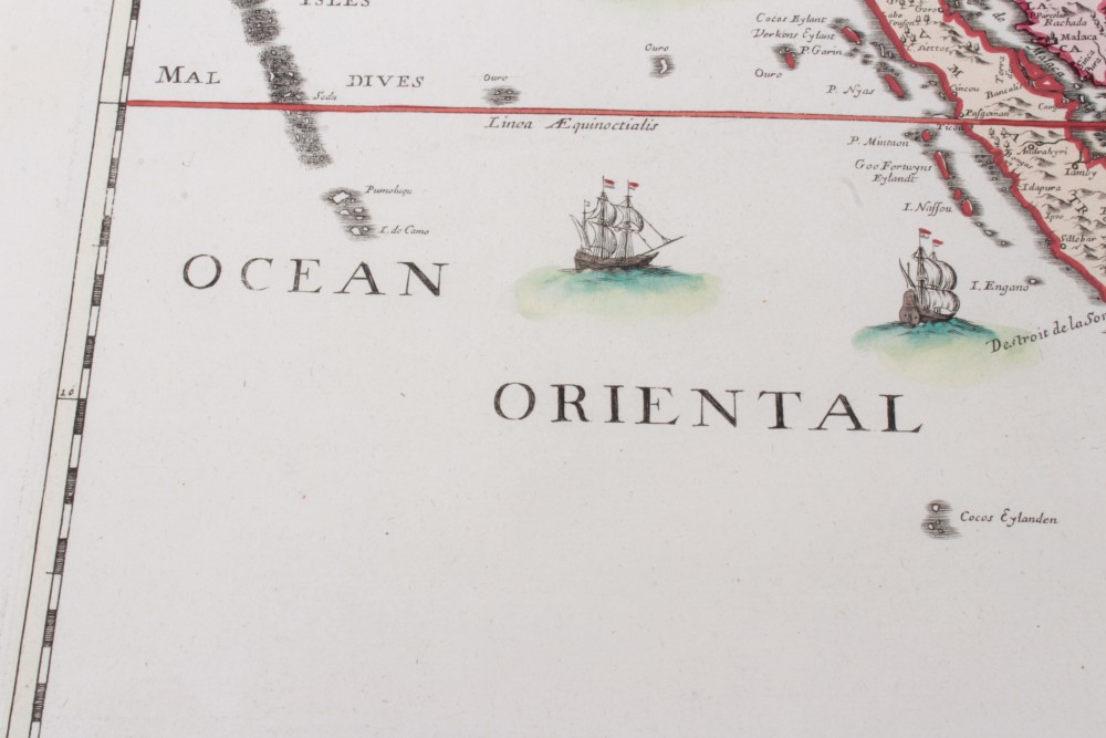 Pierre Mortier (1661-1711), hand-coloured map - ‘Carte Generale des Indies Orientales’, 38cm x 47cm. - Image 9 of 14