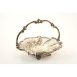 Victorian silver fruit basket with pierced decoration and swing handle.