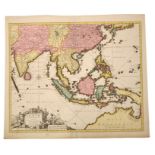 Nicolas Vischer (1618-1679), hand-coloured map - ‘Indiae Orientalis’, after Petrum Schenk, 1690,