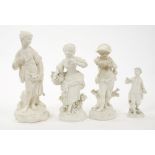 Two 18th century Derby biscuit porcelain figures of a gallant and his lady, incised marks, together