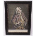 18th century humorous hand tinted mezzotint