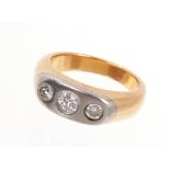 Diamond 3 stone gypsy ring
