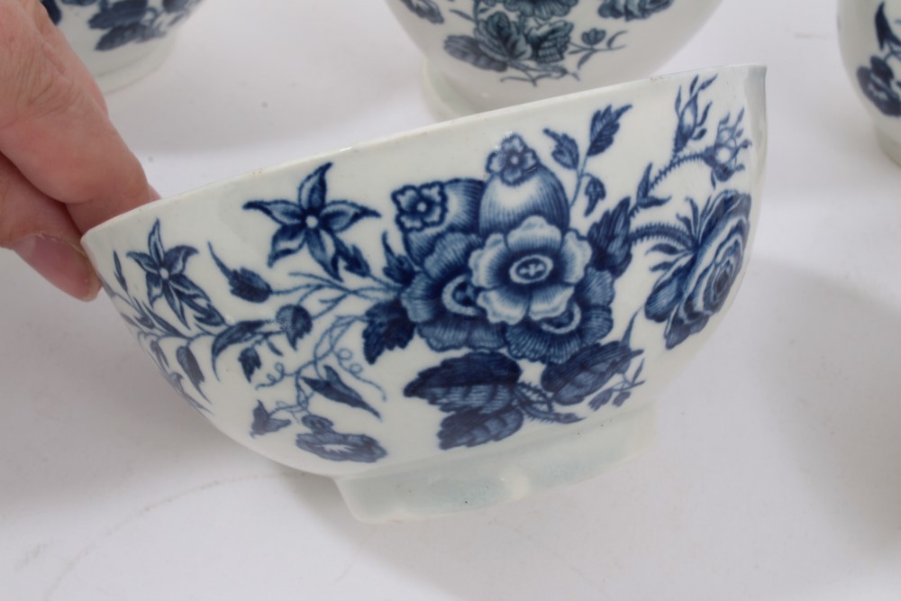 Collection 18th century Worcester blue and white teaware with matching printed floral and butterfly - Image 10 of 11