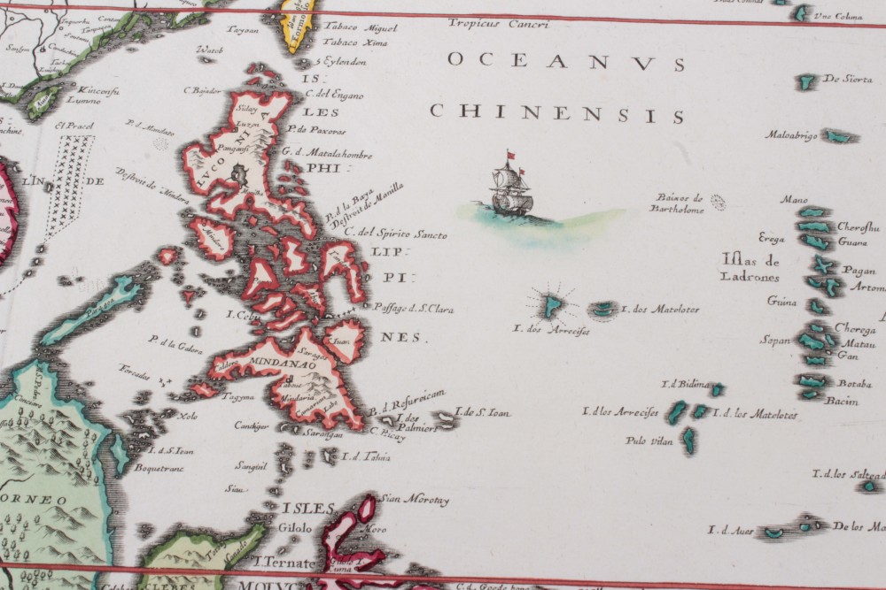 Pierre Mortier (1661-1711), hand-coloured map - ‘Carte Generale des Indies Orientales’, 38cm x 47cm. - Image 7 of 14