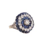 Sapphire and diamond cluster ring