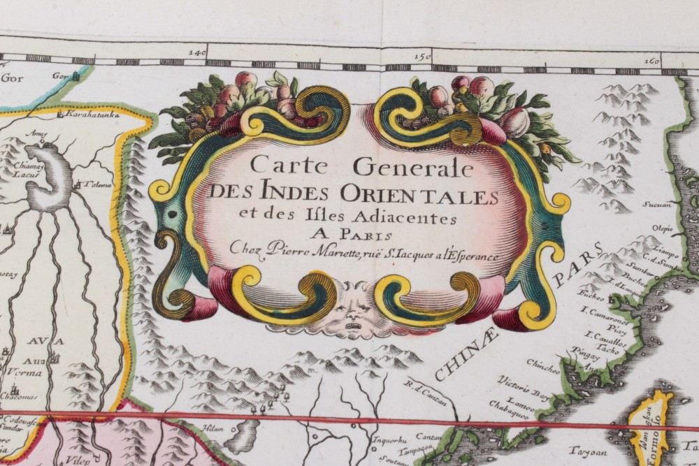 Pierre Mortier (1661-1711), hand-coloured map - ‘Carte Generale des Indies Orientales’, 38cm x 47cm. - Image 3 of 14