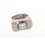 Art Deco diamond ring, the central old cut diamond estimated to weigh approximately 1.10cts