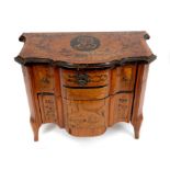 Late 18th century Continental marquetry inlaid miniature chest of two drawers