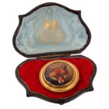 Victorian enamel painted fox brooch