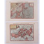 Pietrus Kaerius & Pieter van den Keere (1571-1646), two hand-coloured maps, Latin text description