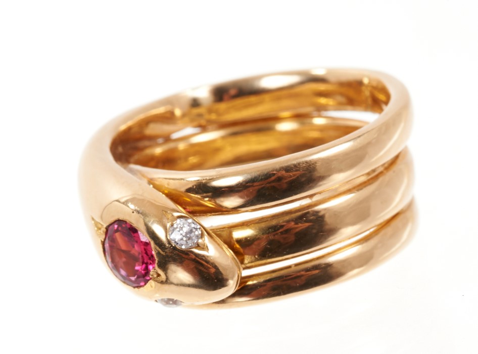 Tiffany & Co. 18ct gold and ruby snake ring - Image 2 of 3