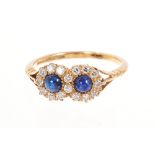 Victorian twin sapphire and diamond ring