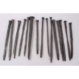 Approximately 100 wrought iron nails,, discovered in the Thames