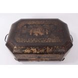 19th Century Chinese black lacquer work box