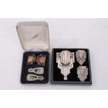 Antiques Road Trip lot: Suite of Art Deco clips and ensuite brooch