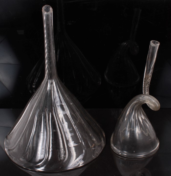 Twisted Glass funnel together with another (2)