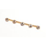 Victorian 5 stone diamond bar brooch