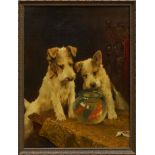 Manner of Arthur Wardle - fox wire terriers and goldfish