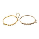 Two Victorian gold hinged bangles