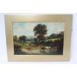 William G. Meadows (act.1870-1895) oil on canvas laid on board - an extensive pastoral scene with