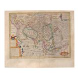 Jodocus Hondius (1563-1612), hand-coloured map - ‘Asiae Nova Decsriptio Auctore’, 1606, 37cm x 50cm.