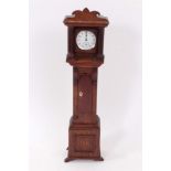 19th century oak pocket watch holder in the form of a miniature longcase clock