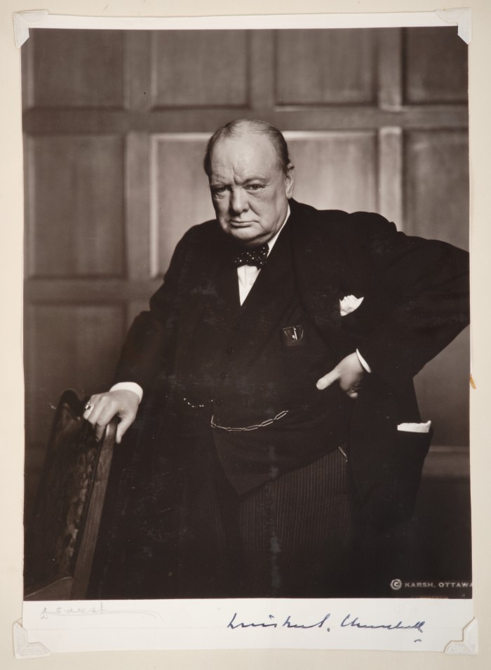 The Right Honourable Sir Winston Churchill a fine wartime signed presentation portrait photograph