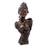 Luigi Baliani (early 20th century) Art Nouveau bronze bust of a young lady