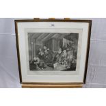Six antique William Hogarth engravings - Hartlots Progress, in glazed gilt frames