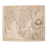 John Senex (d.1740), hand-coloured map - ‘A New Map of India and China’, 1721, 50cm x 59cm.