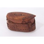 Unusual 19th century Continental carved boxwood snuff