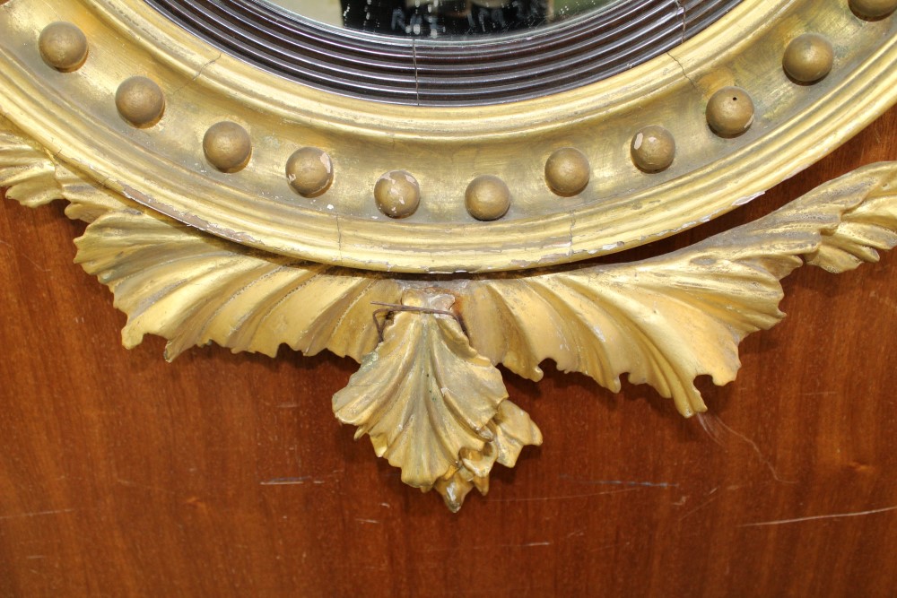 Regency gilt gesso convex wall mirror - Image 3 of 5