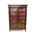 Good quality Edwardian inlaid mahogany china display cabinet with inlaid floral motifs