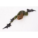 Tim Cotterill ‘Frogman’ enamelled bronze sculpture - Stretching frog, signed and numbered 171/2000