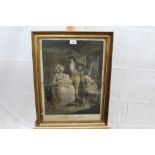 George Morland and Francis Wheatley two 18th century mezzotints by J. Dean - The Marriage and The