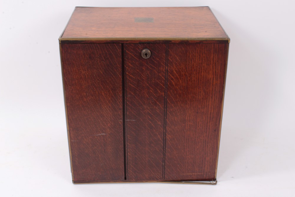 Late 19th century brown oak and brass mounted collectors cabinet - Image 2 of 6